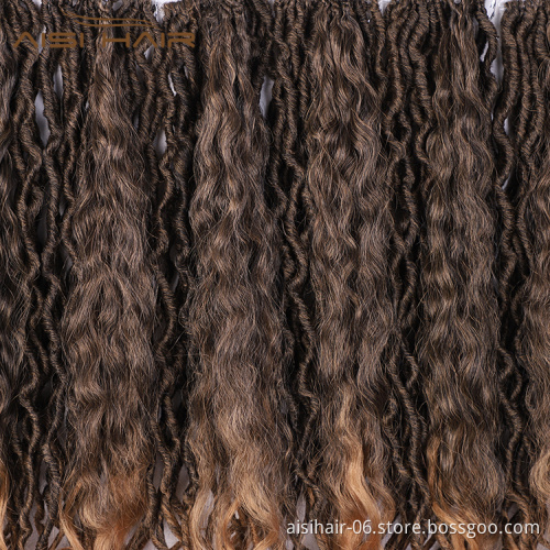 Aisi Hair Wholesale Faux Locs Ombre Brown Crochet Braids Hair Faux Locks Synthetic Braids Hairpieces Extensions For Black Women